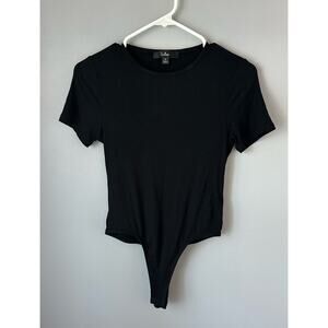 Lulus Black Ribbed Knit Body Suit Size Medium